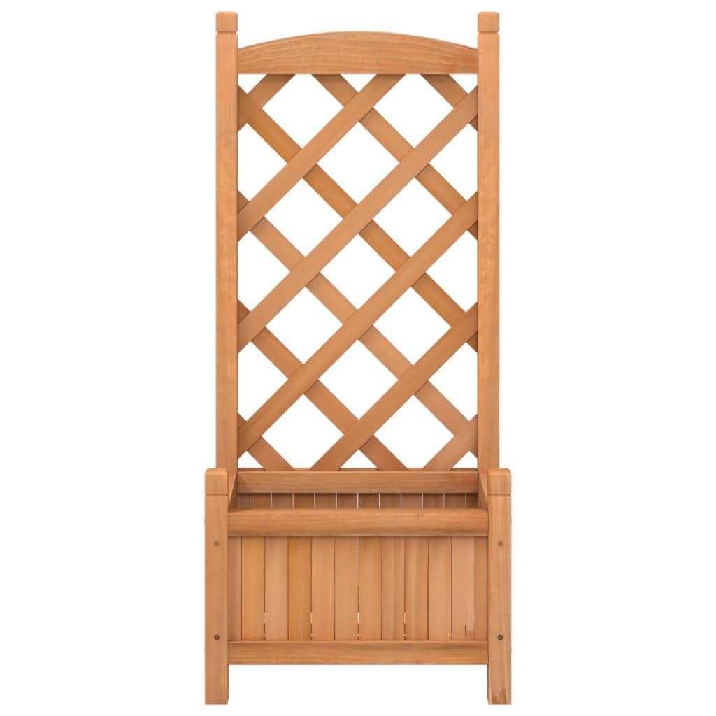 Jardinera con celosía marrón de madera maciza de abeto, jardinera rejilla para jardín, jardinera de exterior, jardinera balcón, decoración jardín gbb