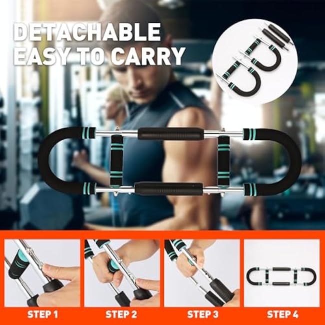 Qonutoci Twister Arm Trainer, 60-100lbs Adjustable Arm Chest Exerciser with 5 Grip Strength Trainer Kits, U-Shaped Strength Training Equipment for Muscle Building Workout,Gym,Home Fitness