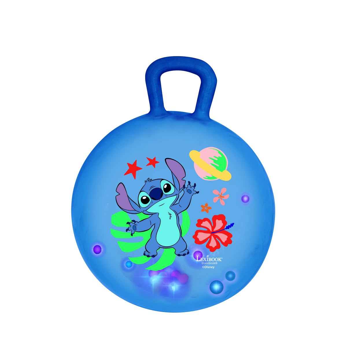 Lexibook, Stitch Pallone Gonfiabile con Palline Luminose e Colorate Integrate, Pompa a Mano Inclusa, plastica sicura e Resistente, Blu, BG040D