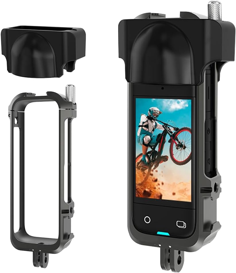 Aluminum Protective Case Cage + Lens Cap for Insta360 X4, Camera Expansion Stand Mount Adapter Metal Bracket Housing Frame Cover Shell for X4 Action Camera