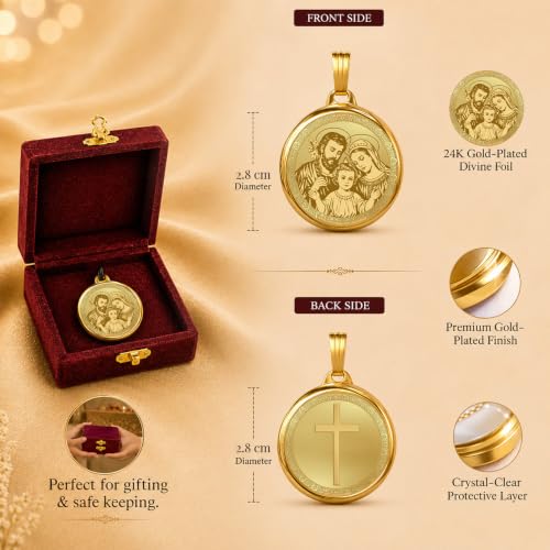 Image of DIVINITI 24K Gold Plated Double-Sided Religious Pendant with Premium Gift Box, Spiritual Locket for Men & Women, Devotional Jewellery for Gifting & Everyday Wear