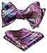 SetSense Men's Paisley Jacquard Woven Self Bow Tie Set One Size Pink / Blue