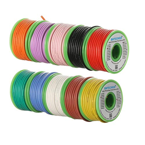 Image of BNTECHGO 16 AWG Silicone Wire Kit 10 Color Each 25ft Stranded Tinned Copper | Flexible 16 Gauge Stranded Wire Silicone Rubber Insulation For RC Models, Drone, Robot, Battery, EV Charger, 3D Printer, DIY
