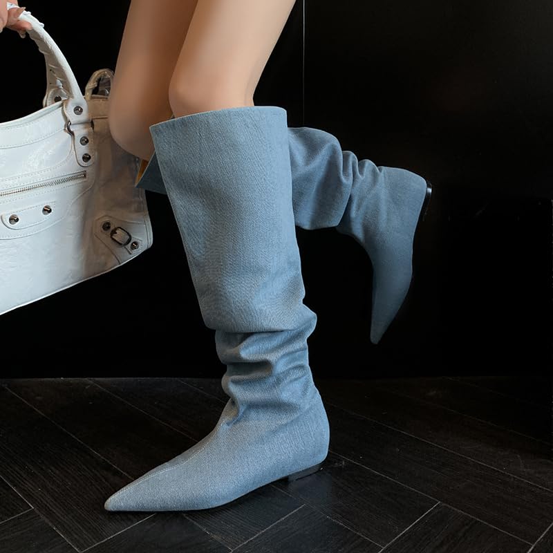 Beauty Cry Women Knee High Boots Flat Pointed toe Tall Boots4