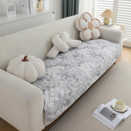 Image of HOKIPO Printed Waterproof + Anti-Slip + Quick Dry Sofa Seat Mats, Abstarct Pale Grey - Length 220cm (NEW-AR-5236-P7)