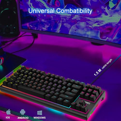 Image of Ant Esports MK1800 TKL Mechanical Wired Gaming Keyboard Blue Switch Hot-Swap Mech Keyboard 17 Modes RGB Backlit 87 Anti-Ghosting Anti Ghosting Keys, Dual Colour Injection Moulded Keycaps for PC-Black