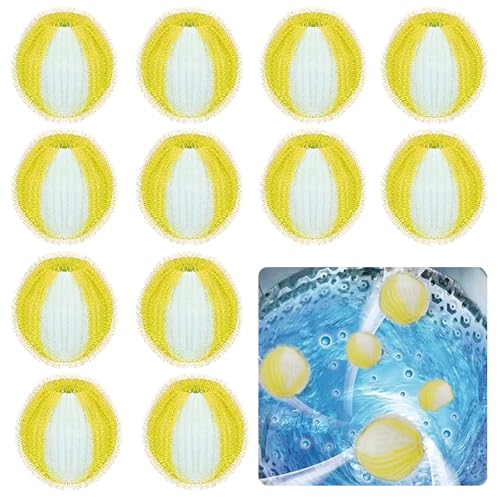 12 Stücke Tierhaarentferner Waschmaschine,Entfernt Tierhaare,Tierhaarentferner Waschmaschine, Tierhaarentferner, Katzenhaarentferner, Fusselbälle Waschmaschine, Hundehaare Waschmaschine(Gelb)
