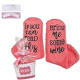 CHANGGER If You Can Read This Bring Me Fuzzy Funny Saying Crew Socks christmas Unisex Gift (One Size, Watermelon red)