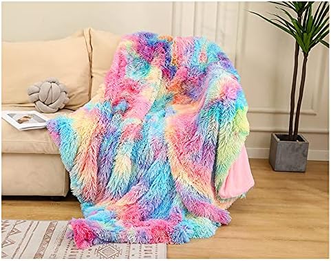 Hggzeg Super Soft Long Shaggy Throw Blanket, Elegant Cozy Faux Fur Decorative Throw Blanket for Couch Chair & Bed (Wine Red, 160 x 200cm)
