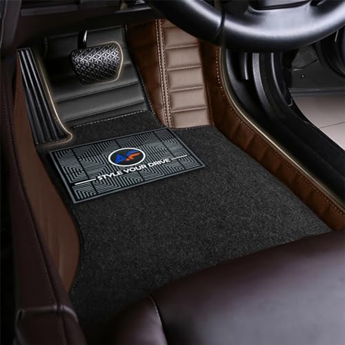 Image of Autofurnish Combination 9D Car Mat Full Set for KIA Seltos (Manual 2026 || Luxury Leather Dual-Stitch Full Set 9D Car Floor Mat || 100% Waterproof || Color : Black HY-Coffee