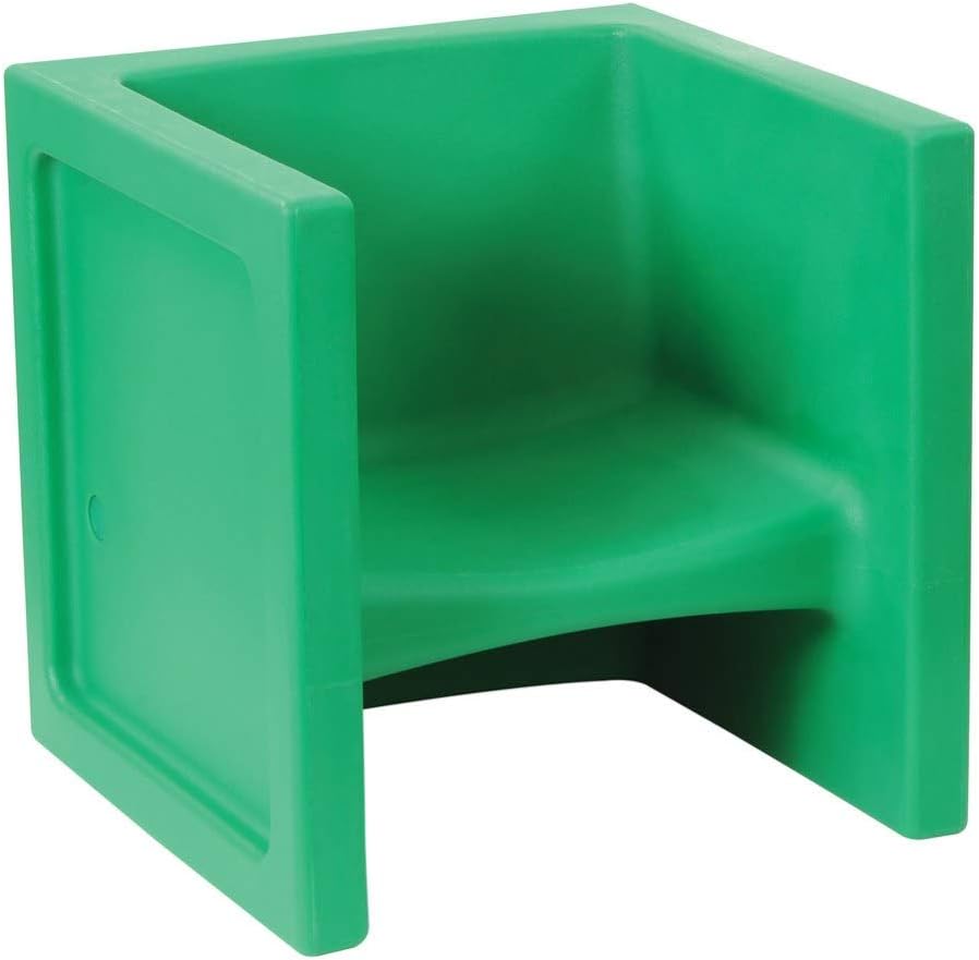 Kaplan Early Learning Versatile Comfortable Green Cube Chair for Toddlers - Kids Lightweight, Waterproof, Reversible Seat