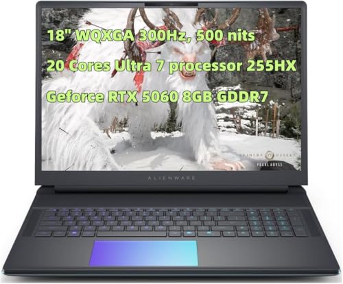 Image of New Alien.Ware Area-51 Gaming Laptop 18 inch WQXGA (2560x1600) 300Hz Display 20-Cores Ultra 7 Processor 255HX 32GB RAM 1TB SSD Geforce RTX 5060 8GB GDDR7 Graphics Thunderbolt Ethernet Wi-Fi 7 Win 11Home