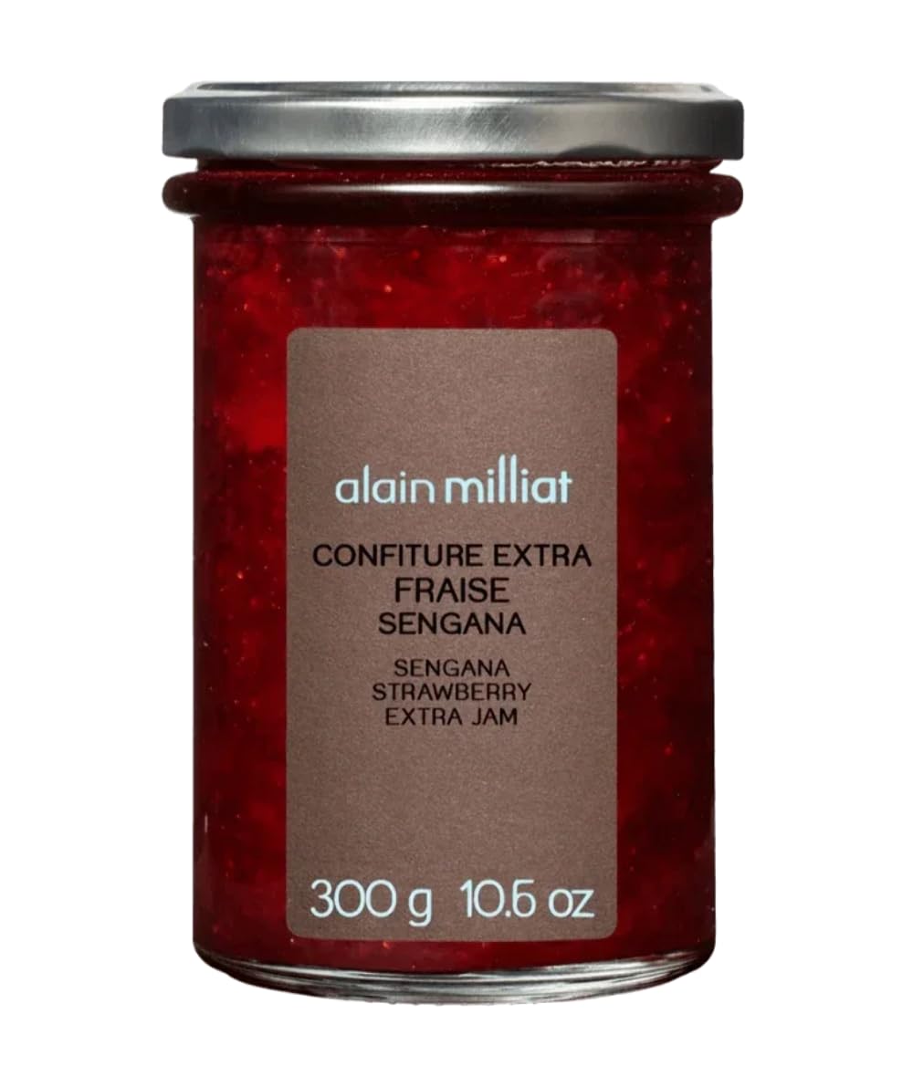 Alain Milliat Sengana Strawberry Jam, 10.6 Oz (One 300g Glass Jar) | GMO-Free | Imported from France