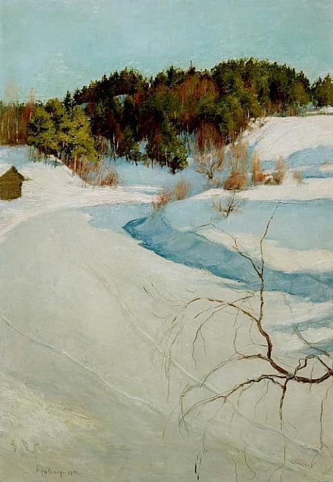 Cuadro sobre lienzo Paisaje invernal de Pekka Halonen para decoraciones del hogar 60x90cm