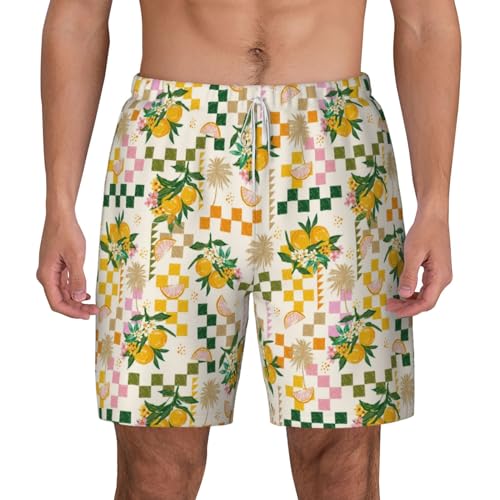 Hawaiian Style Orange Flower Funny Men's Swim Trunks Board Shorts Quick Dry-