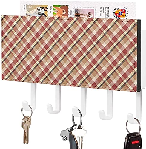 Organisateur d'enveloppe de courrier d'entrée avec 5 crochets de clé fixé au mur, étagère de support de courrier en bois rustique de Blueberry Hill avec des crochets de clé pour le mur, parfait pour