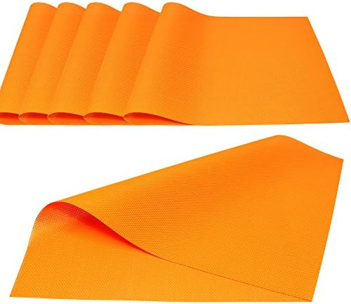Kitchen Talents Simple Style PVC Placemat Heat Insulation Table Mat Protector Anti-skidding,Set of 6 Pcs (Orange)