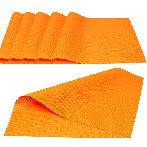 Kitchen Talents Simple Style Pvc Placemat Heat Insulation Table Mat Protector Anti-Skidding,Set Of 6 Pcs (Orange) #TOP1