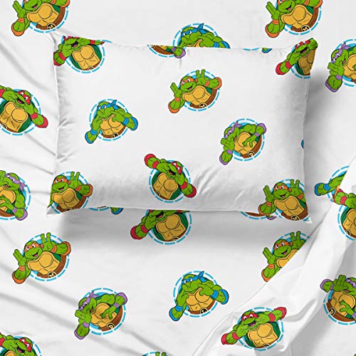 Image of Jay Franco Nickelodeon Teenage Mutant Ninja Turtles Green Bricks 4 Piece Toddler Bed Set - Includes Reversible Comforter & Sheet Set Bedding - Super Soft Fade Resistant Microfiber
