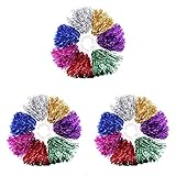 jojofuny 36 Stück Aerobic-Cheerleader-Bälle Folienloch Zubehör zum Jubeln Metallic-Poms Requisiten Farbteam Cheerleading Gemischte Cheerleader Pompons Pom-Ball-Blume Tanz-Handheld