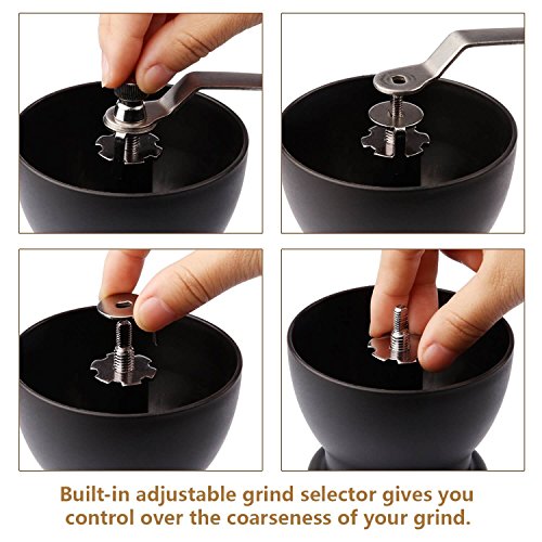 TRIPLE TREE Kaffeemühle Manuell Keramikmahlwerk, Tragbare Handkaffeemühle mit Einstellbaren Keramikgraten, Zwei Gläser… – Bild 4