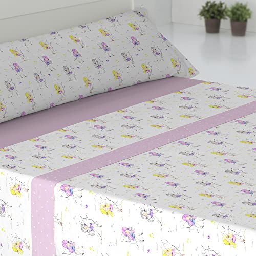 Cisne Rojo Juego de Sabanas Pirineo. Juego Sabanas Invierno Infantil. Sabanas Estampadas Calentitas Invierno Calidad Diseño. 3 Piezas. Modelo NInfas. Cama 105 cm Cover