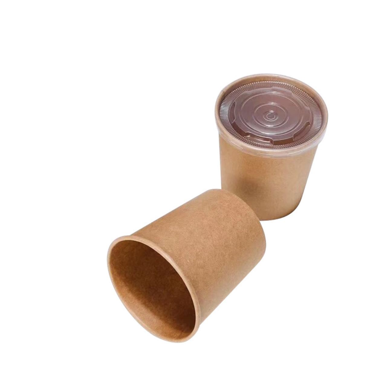 Einweg Suppenbecher 12 Oz 50 Stück aus Kraftpapier mit Deckel