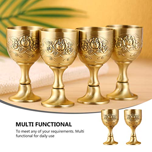 Vosarea 2Pcs Vintage Whiskey Shot Glass Rose Floral Embossed Metal Wine Goblet Mini Wine Glass Birthday Gifts Wedding Party Decorations #TOP4