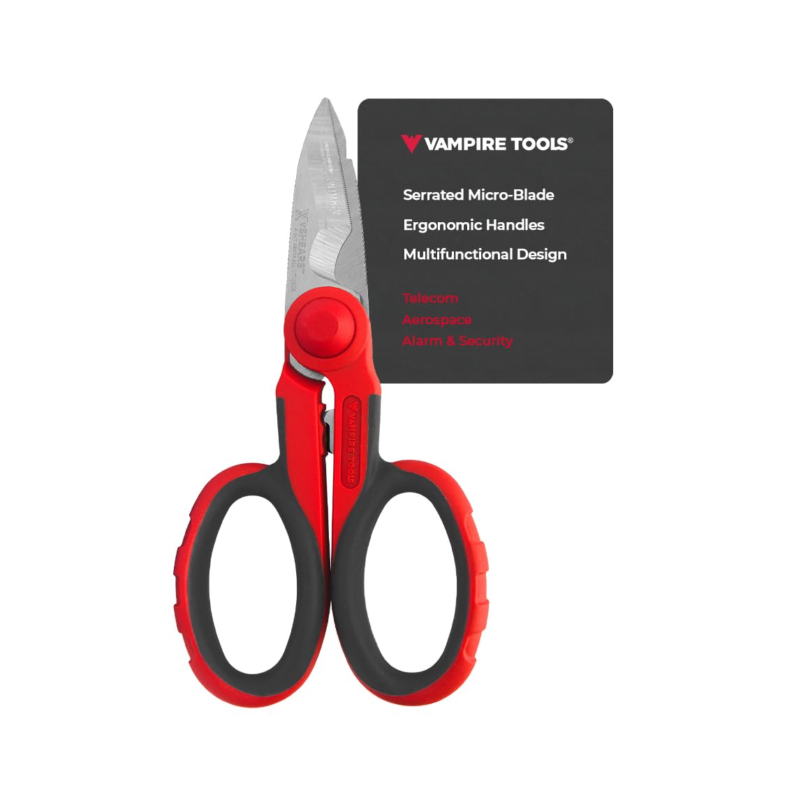 Vampliers Red Eshears - All-In-One Electrician's Scissors By Vampire Professional Tools International