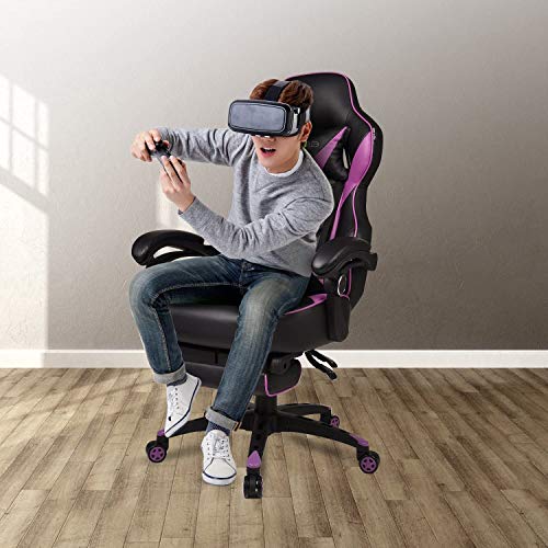 ELECWISH Ergonomic Office Chair Gaming Chair Adjustable Computer Chair Multi-Function Racing Chair for Adults Large Size Purple