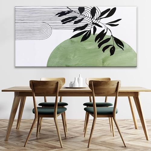 Image of TAIJXAGSG Large Boho Green Wall Art For Living Room Century Modern Canvas Art Wall Decor Picture Painting Aesthetics Botanical Abstract Art Prints Bedroom Office Wall Hanging Decor 29x58 In