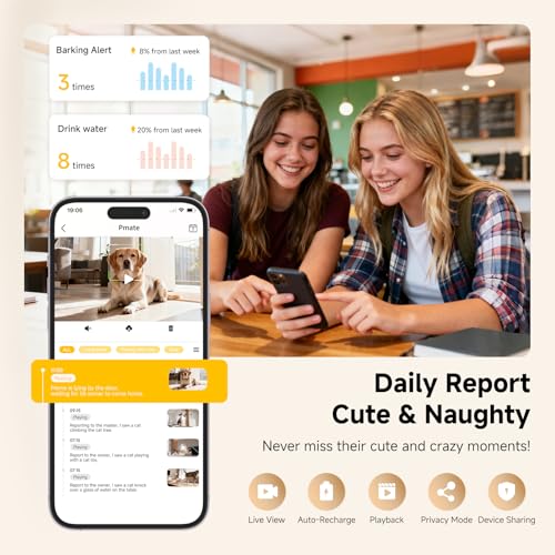 Image of Pmate AI Pet Camera Robot Companion for Dogs & Cats Robot Camera with Visual Recognition Remote Video Interaction Auto Feeding & Play Red Light Teaser Night Vision Auto Charging Pink