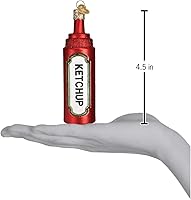 Vista 5 de Old World Christmas - Adorno de vidrio soplado de botella de ketchup para árbol de Navidad, decoración festiva hecha a mano, colección de salsas