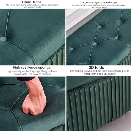 Banc ottoman de rangement en velours et métal gris chic - 4