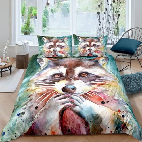 Housse de couette 3D écureuil animal imprimé en microfibre douce lit double