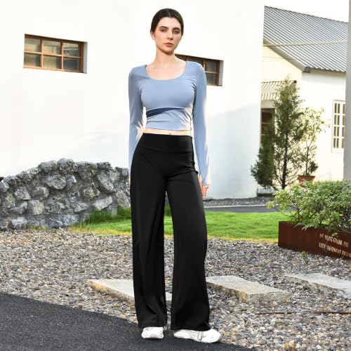 Stanpetix Women's Wide Leg Leggings Straight Leg Yoga Pants Black Large - image 3