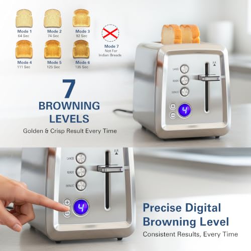 Image of Hamilton Beach 2-Slice Pop-Up Toaster | 100% Stainless Steel Body | No Microplastic Release | 7 Browning Levels | Extra-Wide Slots | Cool-Touch Exterior | Removable Crumb Tray