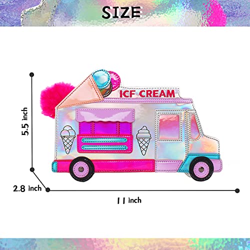 KUANG! Girls Cute Bus Taxi Shaped Chain Shoulder Bag Ice Cream Embroidered letter Women Crossbody Purse Handbags for Women3