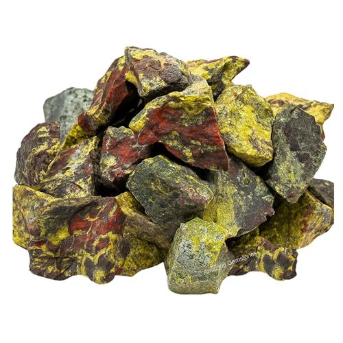 Image of Amazing Gemstone Dragon Bloodstone Raw Crystals and Healing Stones, Natural Rocks for Tumbling - DIY Raw Stones and Crystals, 2 Pieces