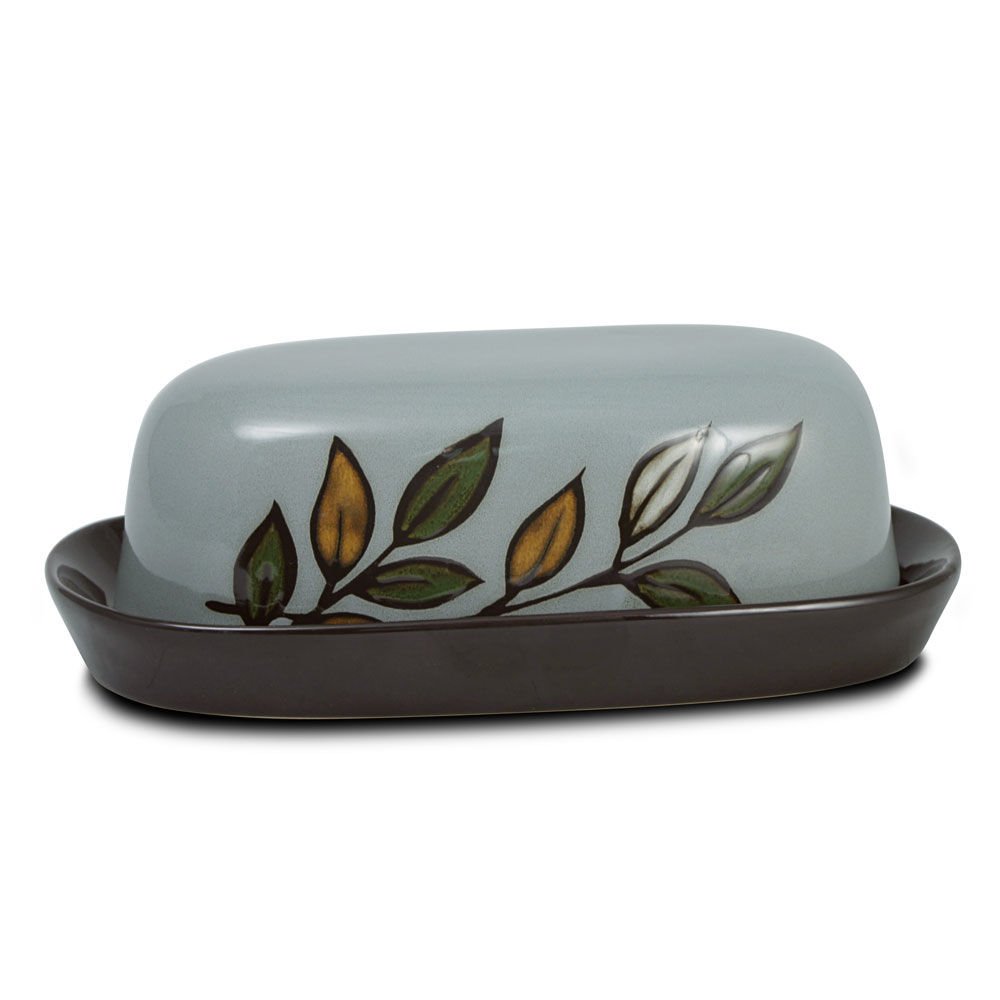 Pfaltzgraff Rustic Leaves Covered Butter Dish