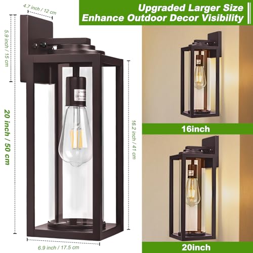 Image of FILIYANO Large Outdoor Wall Lights, 20 Inch, Oil Rubbed Bronze, 2 Pack