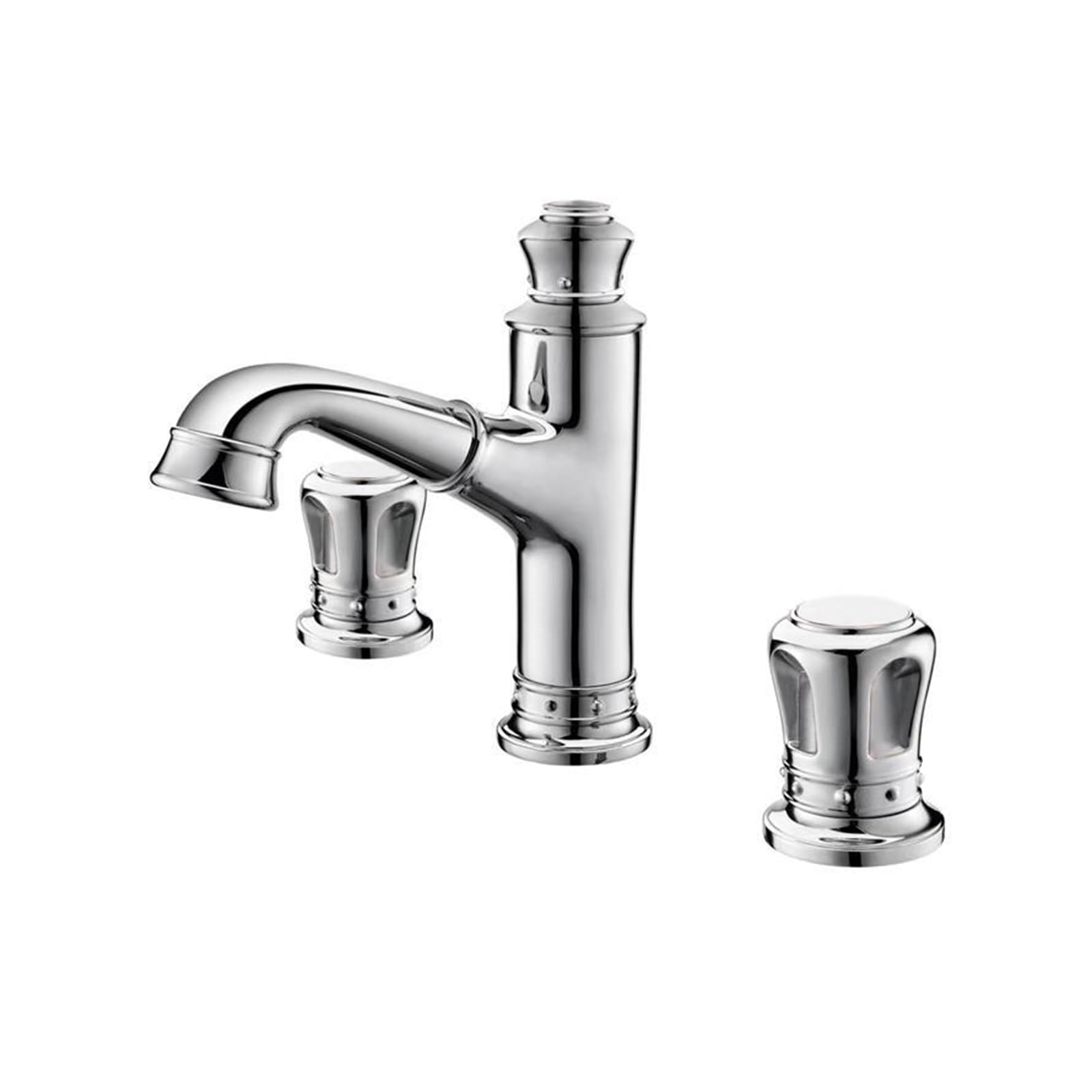 ZYCHSJXA 3 Hole Taps for Bathroom Basin Chrome Double Lever Pull Out Tap Sink with Faucet