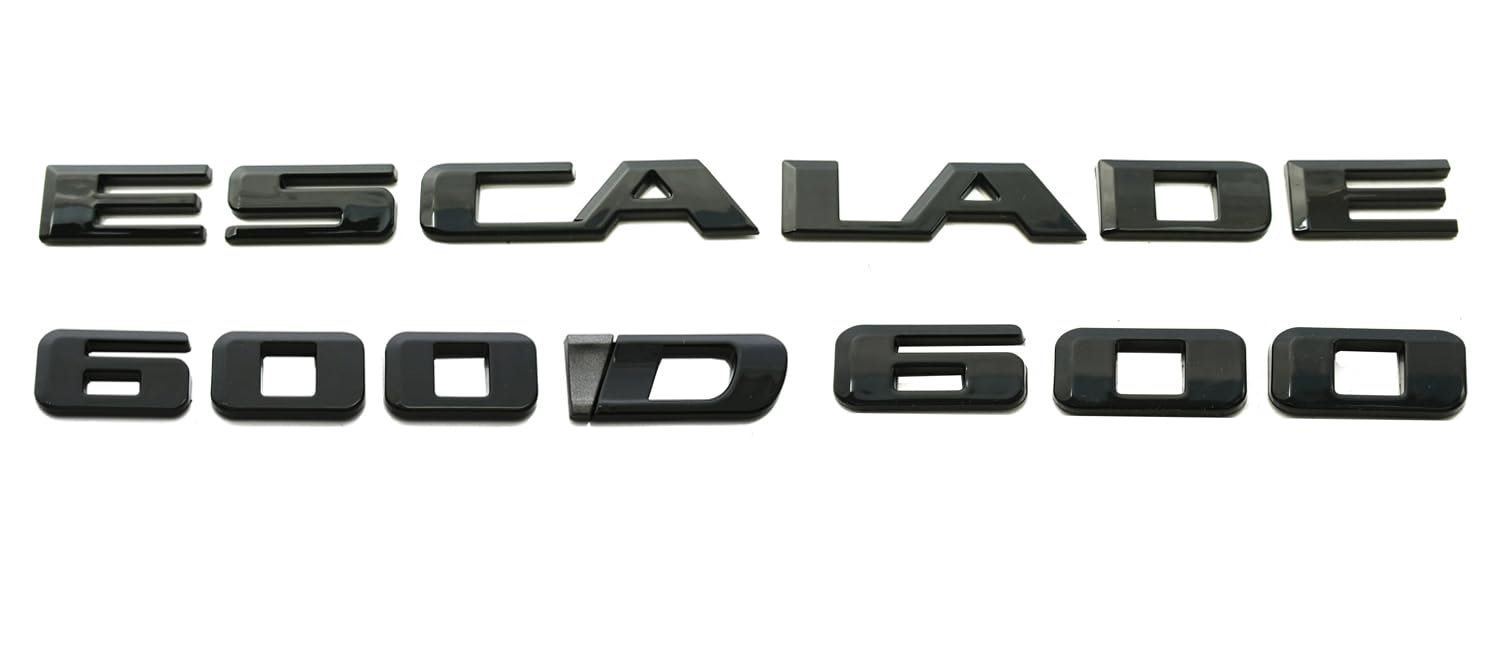3Pcs Escalade 600 600D Rear Liftgate Emblems Car Badge Letter 84787581 86543262 Compatible with 2021-2025 Escalade (Glossy Black)