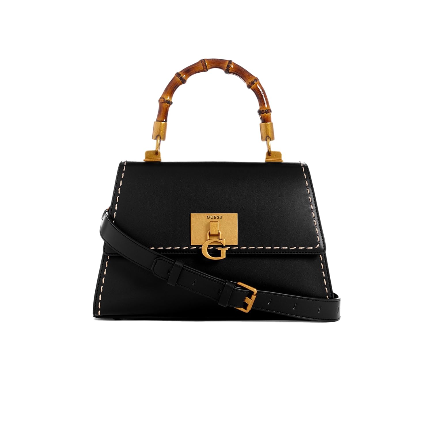 GUESS Women's Black Solid Satchel Bag| Ladies Purse Handbags | Gift For Ladies