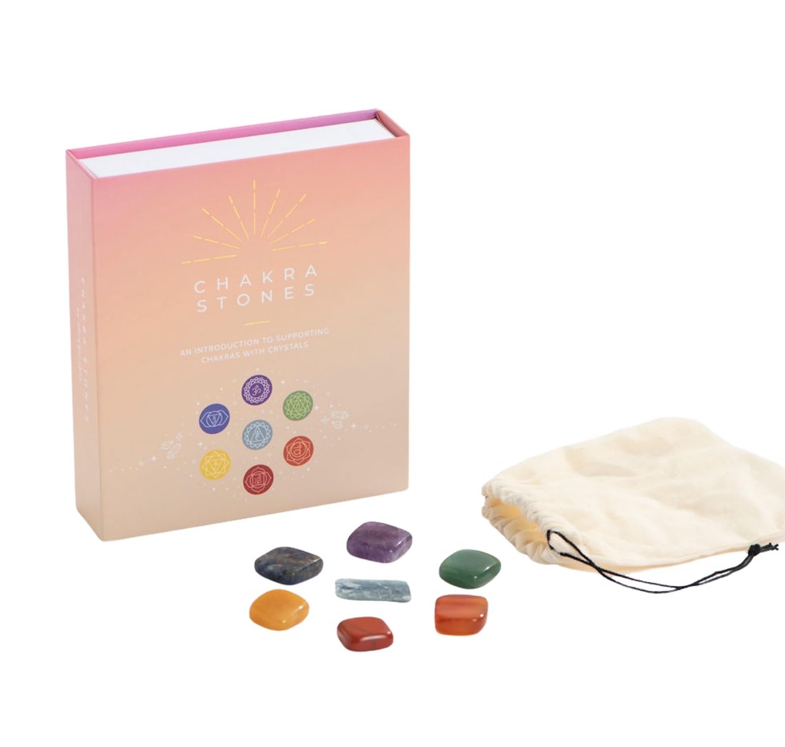 Shoppe Geo Chakra Crystal Collection Stones Set With Amethyst; Sodalite; Blue Kyanite; Green Aventurine; Yellow Jade; Carnelian; Red Jasper, Set Of 7