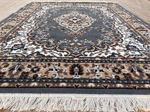 Image of TTC THREAD & TEXTURE CARPET Traditional Comfort: Power-Loomed Carpets for Living Room- Every Space Area Rug Color Grey Size 7x10 Feet (210x300cm)