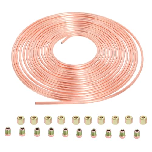 Tubo de Freno de Acero Recubierto 10m Ø3/16' (4,75mm), Kit de Tubería de Línea de Freno General para Coche con 20 Tuercas por Poweka