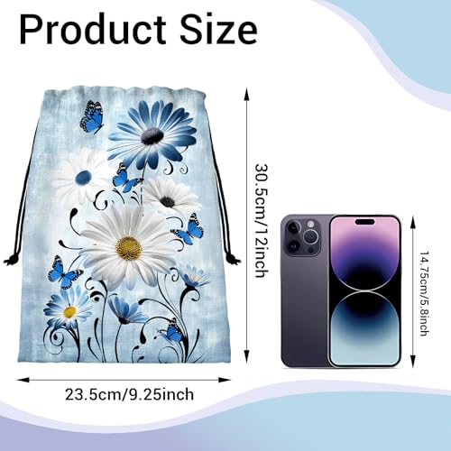 Image of Daisy Flowers Gymnastics Grip Bag Blue Rustic Adjustable Small Gym Grip Bag for Men Women