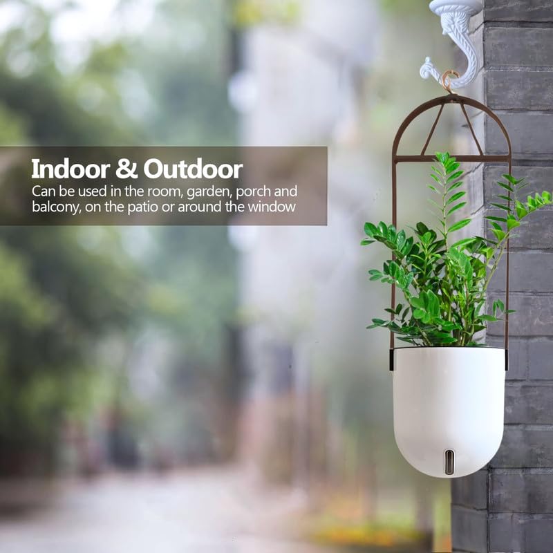 Image of Indian Discovery Self Watering Ceiling Hanging Planter|Hanging /Hooked Flower Pots for Home, Balcony, Vertical Garden Decor Flower Pots(1 PC,White, Sphere)|6 Inch UV-Resistant Plastic Plant Pots