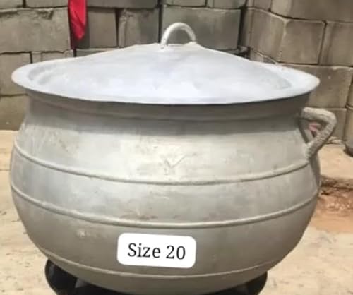 Size 20 Commercial Aluminum Cooking Pot with Lid, Traditional African Style